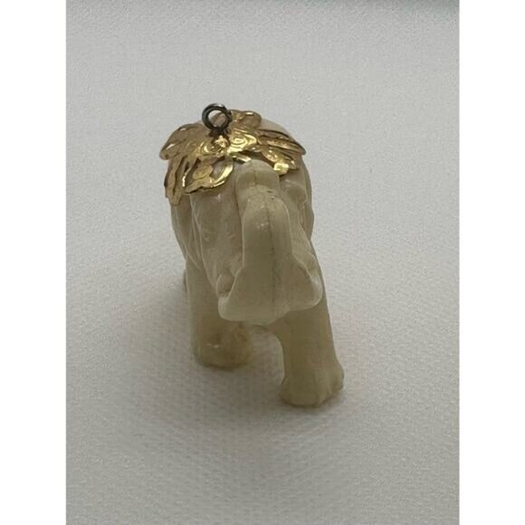 Vintage Elephant Pendant Figurine With Gold-Tone Floral Accents - Picture 5 of 10